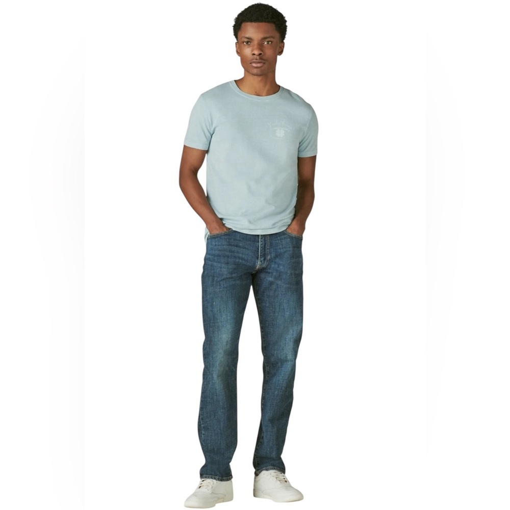 Lucky Brand 121 Slim Straight Denim Jeans Distressed Detail Men’s Size 36/32